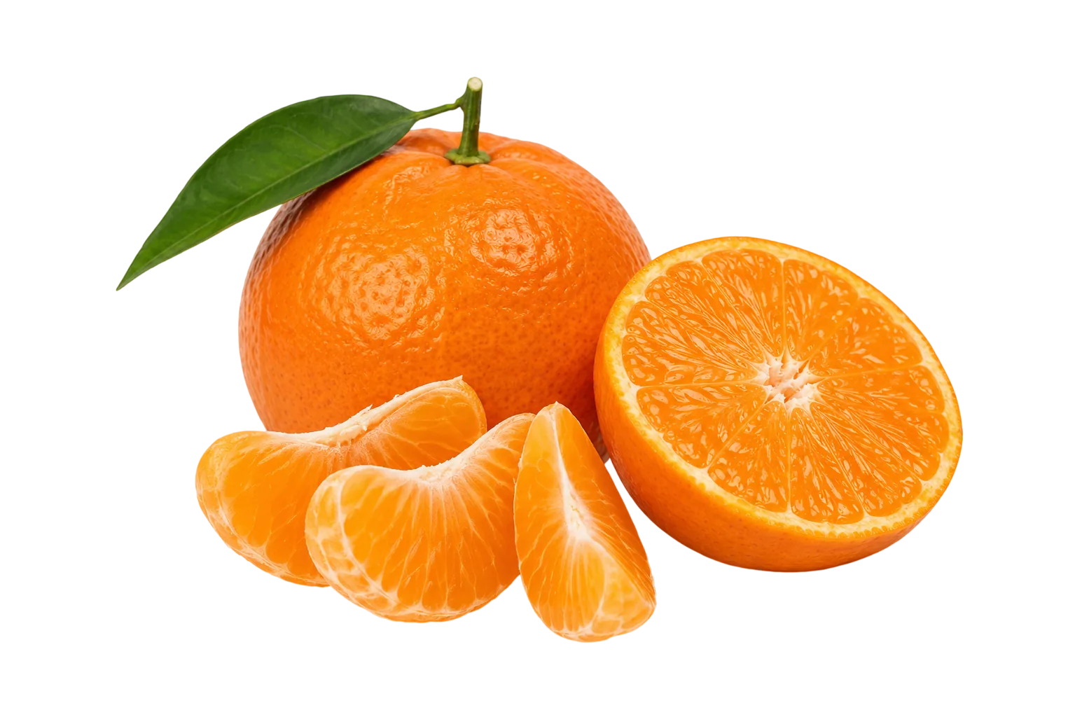 Fresh mandarins with transparent background